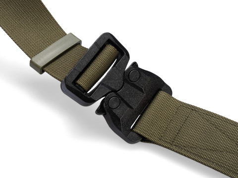 Pas miękki OUTDOOR STEALTH Ranger Green o szerokości 38mm z niewykrywalną klamrą Cobra® 25cN Rozmiar uniwersalny 70-120cm